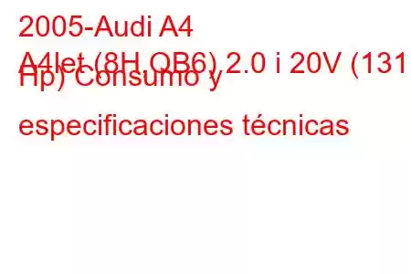 2005-Audi A4
A4let (8H,QB6) 2.0 i 20V (131 Hp) Consumo y especificaciones técnicas