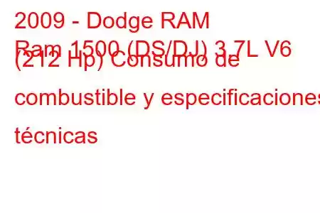 2009 - Dodge RAM
Ram 1500 (DS/DJ) 3.7L V6 (212 Hp) Consumo de combustible y especificaciones técnicas