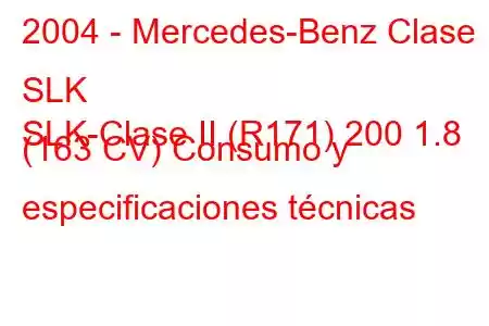 2004 - Mercedes-Benz Clase SLK
SLK-Clase II (R171) 200 1.8 (163 CV) Consumo y especificaciones técnicas