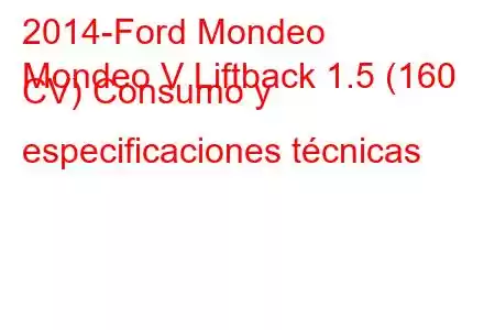 2014-Ford Mondeo
Mondeo V Liftback 1.5 (160 CV) Consumo y especificaciones técnicas