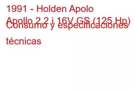 1991 - Holden Apolo
Apollo 2.2 i 16V GS (125 Hp) Consumo y especificaciones técnicas