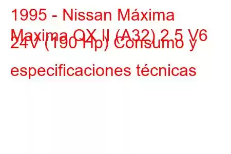 1995 - Nissan Máxima
Maxima QX II (A32) 2.5 V6 24V (190 Hp) Consumo y especificaciones técnicas