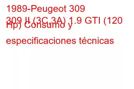 1989-Peugeot 309
309 II (3C,3A) 1.9 GTI (120 Hp) Consumo y especificaciones técnicas