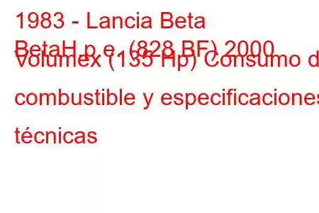 1983 - Lancia Beta
BetaH.p.e. (828 BF) 2000 Volumex (135 Hp) Consumo de combustible y especificaciones técnicas