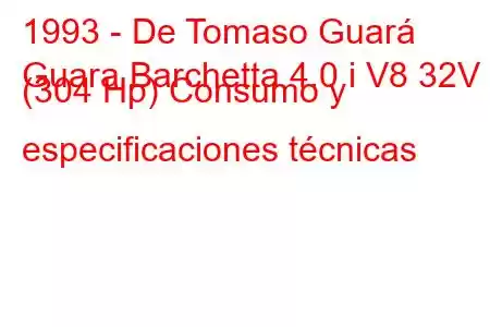 1993 - De Tomaso Guará
Guara Barchetta 4.0 i V8 32V (304 Hp) Consumo y especificaciones técnicas