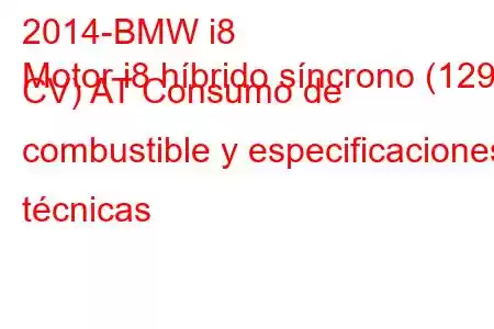 2014-BMW i8
Motor i8 híbrido síncrono (129 CV) AT Consumo de combustible y especificaciones técnicas