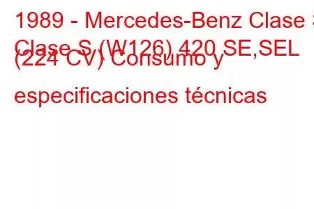 1989 - Mercedes-Benz Clase S
Clase S (W126) 420 SE,SEL (224 CV) Consumo y especificaciones técnicas