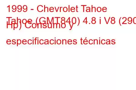 1999 - Chevrolet Tahoe
Tahoe (GMT840) 4.8 i V8 (290 Hp) Consumo y especificaciones técnicas