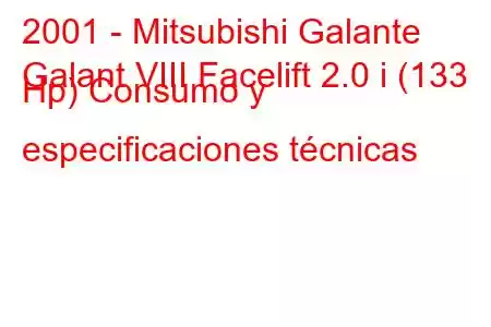 2001 - Mitsubishi Galante
Galant VIII Facelift 2.0 i (133 Hp) Consumo y especificaciones técnicas