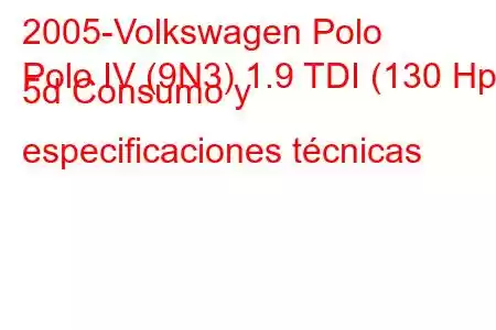 2005-Volkswagen Polo
Polo IV (9N3) 1.9 TDI (130 Hp) 5d Consumo y especificaciones técnicas