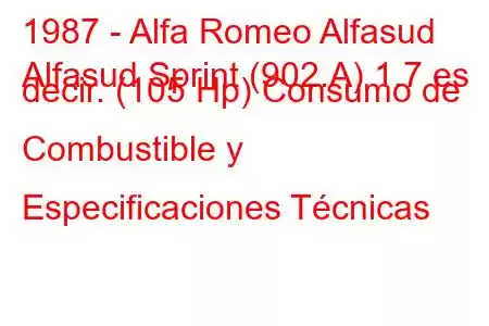 1987 - Alfa Romeo Alfasud
Alfasud Sprint (902.A) 1.7 es decir. (105 Hp) Consumo de Combustible y Especificaciones Técnicas