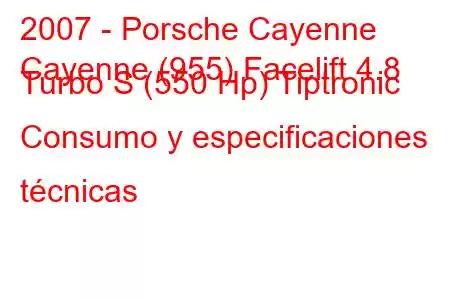 2007 - Porsche Cayenne
Cayenne (955) Facelift 4.8 Turbo S (550 Hp) Tiptronic Consumo y especificaciones técnicas