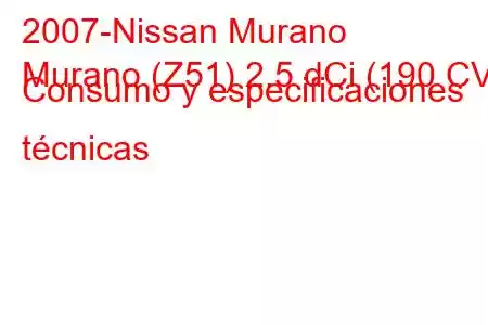 2007-Nissan Murano
Murano (Z51) 2.5 dCi (190 CV) Consumo y especificaciones técnicas