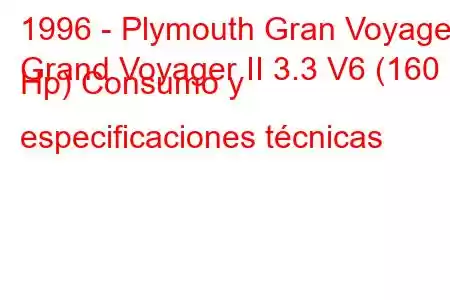 1996 - Plymouth Gran Voyager
Grand Voyager II 3.3 V6 (160 Hp) Consumo y especificaciones técnicas