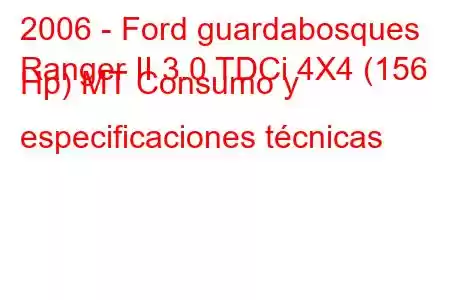 2006 - Ford guardabosques
Ranger II 3.0 TDCi 4X4 (156 Hp) MT Consumo y especificaciones técnicas