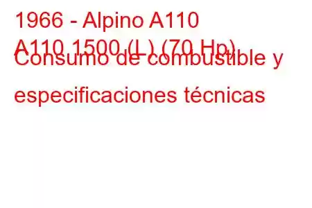 1966 - Alpino A110
A110 1500 (L) (70 Hp) Consumo de combustible y especificaciones técnicas