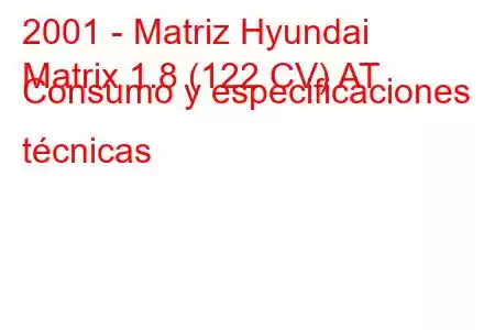 2001 - Matriz Hyundai
Matrix 1.8 (122 CV) AT Consumo y especificaciones técnicas