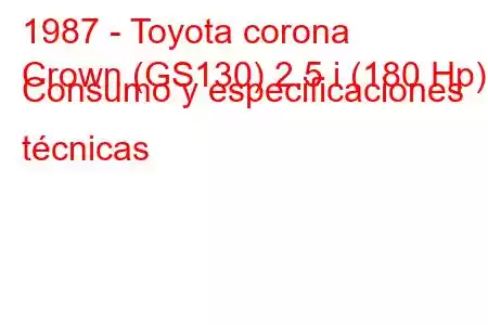 1987 - Toyota corona
Crown (GS130) 2.5 i (180 Hp) Consumo y especificaciones técnicas