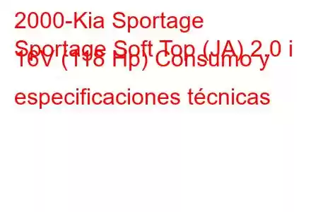 2000-Kia Sportage
Sportage Soft Top (JA) 2.0 i 16V (118 Hp) Consumo y especificaciones técnicas