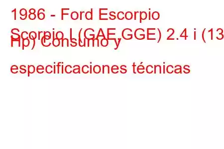 1986 - Ford Escorpio
Scorpio I (GAE,GGE) 2.4 i (130 Hp) Consumo y especificaciones técnicas