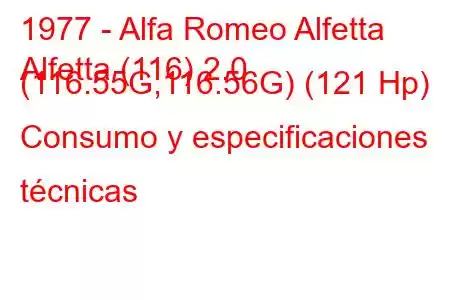 1977 - Alfa Romeo Alfetta
Alfetta (116) 2.0 (116.55G,116.56G) (121 Hp) Consumo y especificaciones técnicas