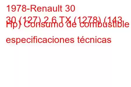 1978-Renault 30
30 (127) 2.6 TX (1278) (143 Hp) Consumo de combustible y especificaciones técnicas