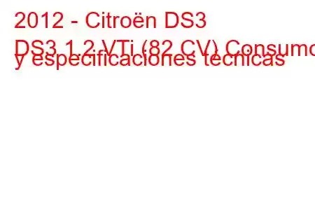 2012 - Citroën DS3
DS3 1.2 VTi (82 CV) Consumo y especificaciones técnicas