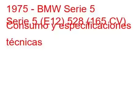 1975 - BMW Serie 5
Serie 5 (E12) 528 (165 CV) Consumo y especificaciones técnicas