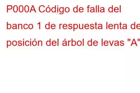 P000A Código de falla del banco 1 de respuesta lenta de posición del árbol de levas 