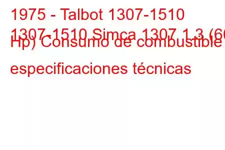 1975 - Talbot 1307-1510
1307-1510 Simca 1307 1.3 (60 Hp) Consumo de combustible y especificaciones técnicas