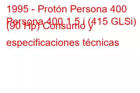 1995 - Protón Persona 400
Persona 400 1.5 i (415 GLSi) (90 Hp) Consumo y especificaciones técnicas