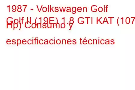 1987 - Volkswagen Golf
Golf II (19E) 1.8 GTI KAT (107 Hp) Consumo y especificaciones técnicas