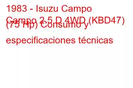 1983 - Isuzu Campo
Campo 2.5 D 4WD (KBD47) (75 Hp) Consumo y especificaciones técnicas