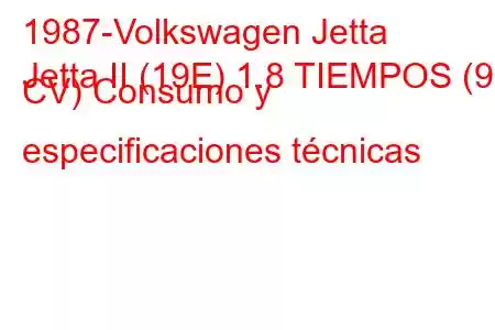 1987-Volkswagen Jetta
Jetta II (19E) 1.8 TIEMPOS (90 CV) Consumo y especificaciones técnicas