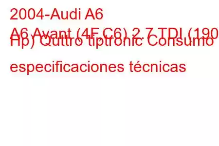 2004-Audi A6
A6 Avant (4F,C6) 2.7 TDI (190 Hp) Quttro tiptronic Consumo y especificaciones técnicas