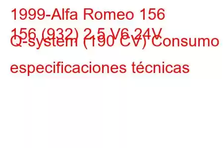 1999-Alfa Romeo 156
156 (932) 2.5 V6 24V Q-system (190 CV) Consumo y especificaciones técnicas