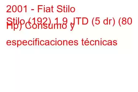 2001 - Fiat Stilo
Stilo (192) 1.9 JTD (5 dr) (80 Hp) Consumo y especificaciones técnicas