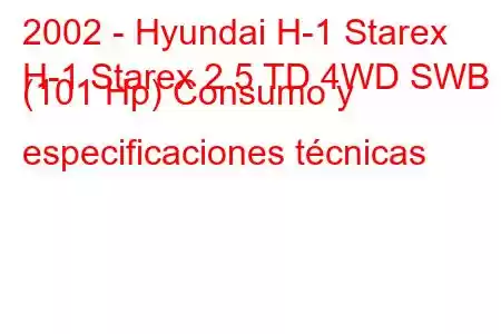 2002 - Hyundai H-1 Starex
H-1 Starex 2.5 TD 4WD SWB (101 Hp) Consumo y especificaciones técnicas