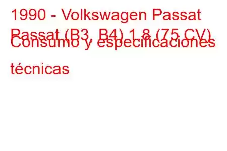 1990 - Volkswagen Passat
Passat (B3, B4) 1.8 (75 CV) Consumo y especificaciones técnicas