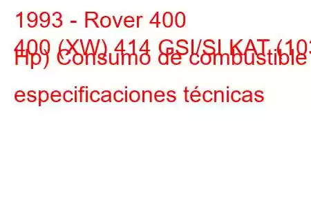 1993 - Rover 400
400 (XW) 414 GSI/SI KAT (103 Hp) Consumo de combustible y especificaciones técnicas