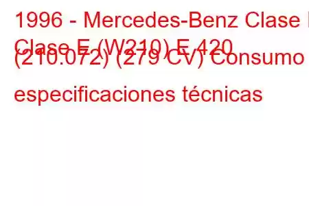 1996 - Mercedes-Benz Clase E
Clase E (W210) E 420 (210.072) (279 CV) Consumo y especificaciones técnicas