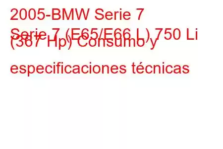 2005-BMW Serie 7
Serie 7 (E65/E66 L) 750 Li (367 Hp) Consumo y especificaciones técnicas