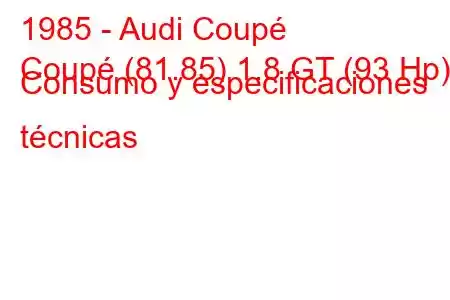 1985 - Audi Coupé
Coupé (81.85) 1.8 GT (93 Hp) Consumo y especificaciones técnicas