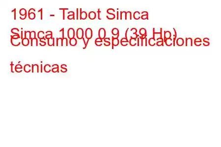 1961 - Talbot Simca
Simca 1000 0.9 (39 Hp) Consumo y especificaciones técnicas