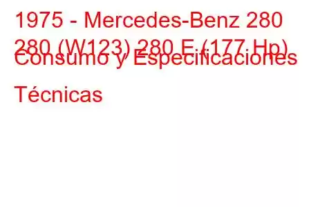 1975 - Mercedes-Benz 280
280 (W123) 280 E (177 Hp) Consumo y Especificaciones Técnicas