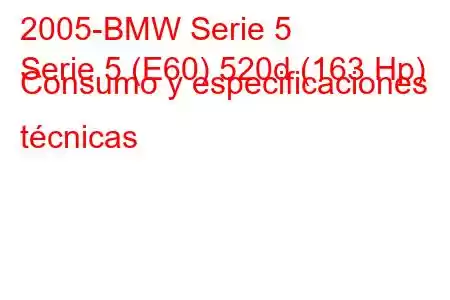 2005-BMW Serie 5
Serie 5 (E60) 520d (163 Hp) Consumo y especificaciones técnicas