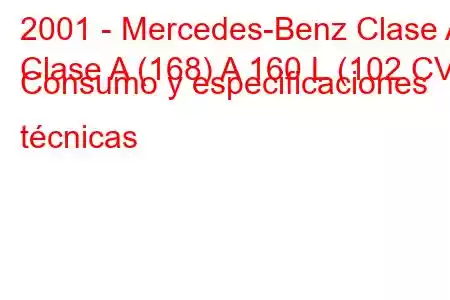 2001 - Mercedes-Benz Clase A
Clase A (168) A 160 L (102 CV) Consumo y especificaciones técnicas