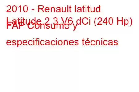 2010 - Renault latitud
Latitude 2.3 V6 dCi (240 Hp) FAP Consumo y especificaciones técnicas