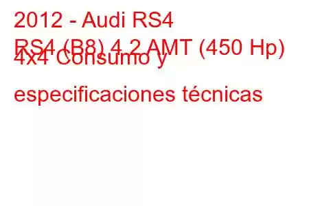 2012 - Audi RS4
RS4 (B8) 4.2 AMT (450 Hp) 4x4 Consumo y especificaciones técnicas