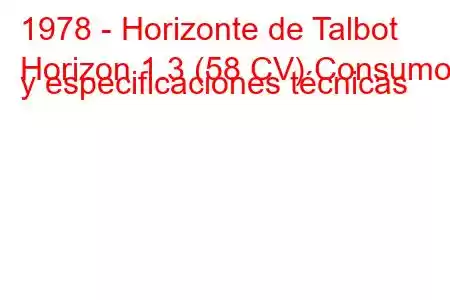 1978 - Horizonte de Talbot
Horizon 1.3 (58 CV) Consumo y especificaciones técnicas